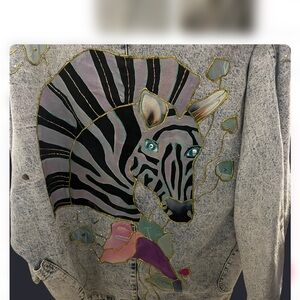 Kids Zebra Design Denim Jacket